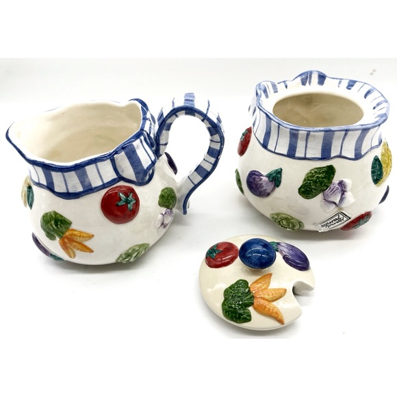 Vintage Fitz & Floyd Petite Vegs Creamer And Sugar Bowl 1994 - Picture 3 of 4